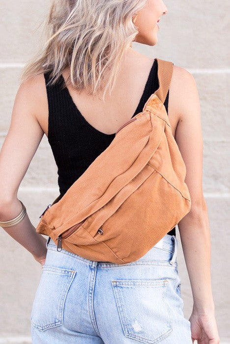 London Oversized Canvas Crescent Sling Bag – Adjustable Casual Crossbody