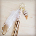 Boho Western Leather Boot Bling Charm Gold White Feather 500r