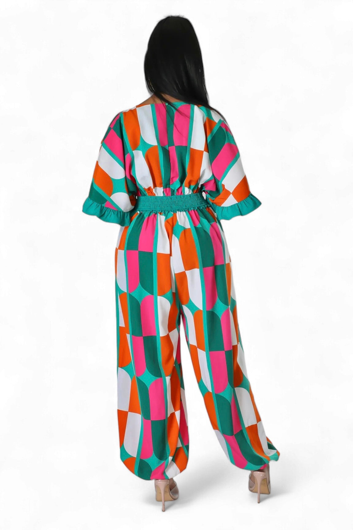 Print V-neck Jumpsuit {Oversized}