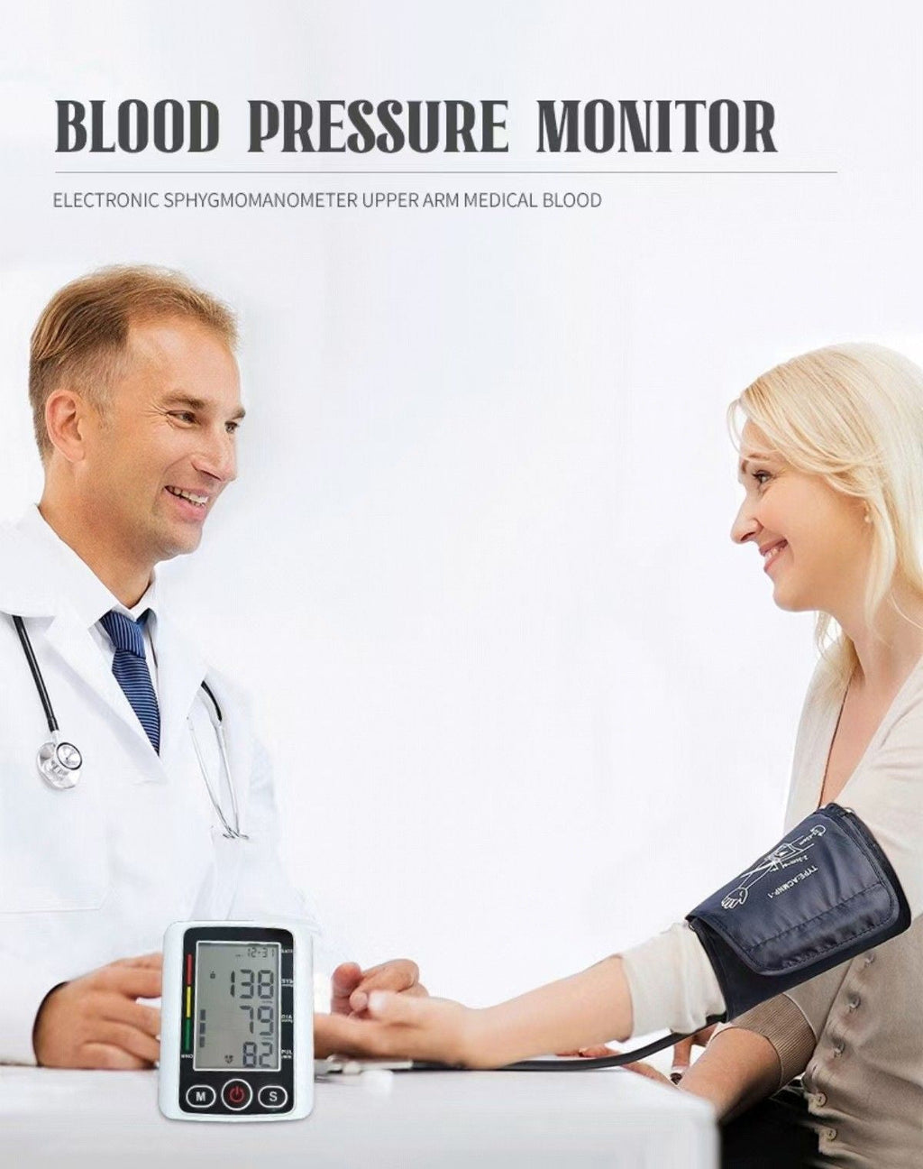 Arm High Blood Pressure Monitor Digital BP Cuff LCD Pulse Meter Voice Machine US