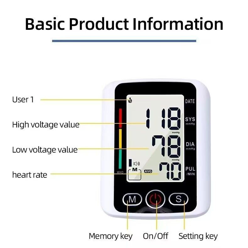 Arm High Blood Pressure Monitor Digital BP Cuff LCD Pulse Meter Voice Machine US