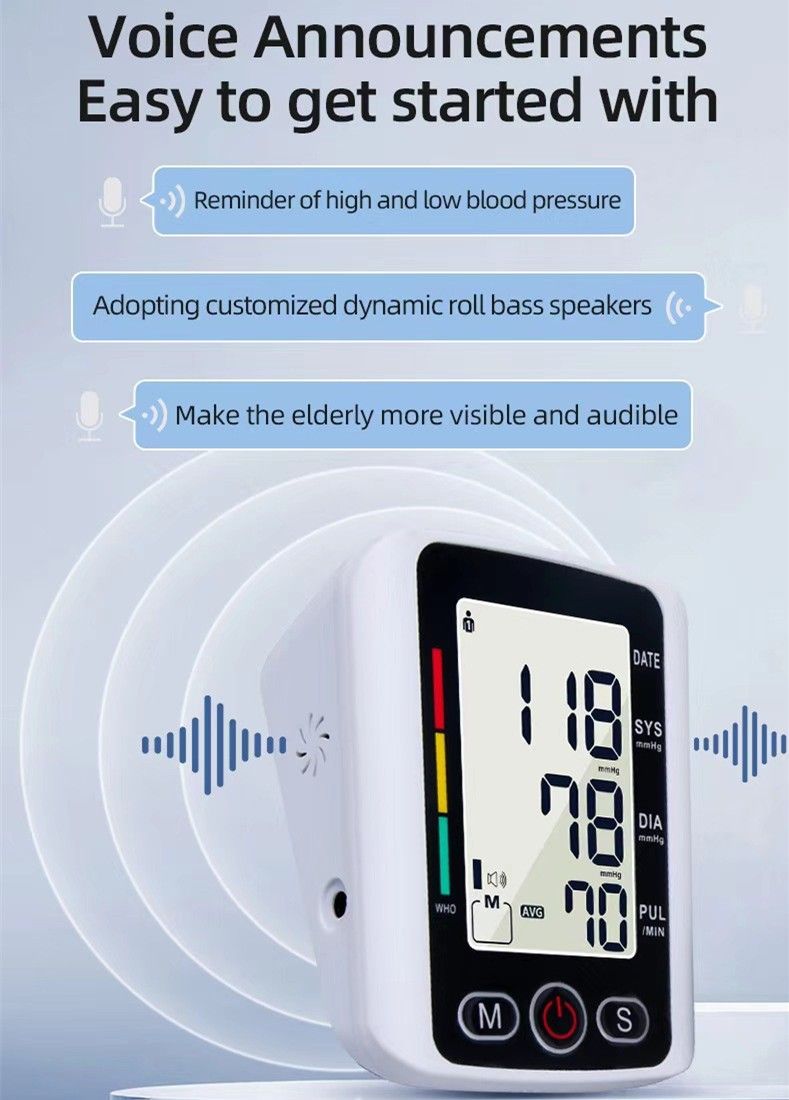 Arm High Blood Pressure Monitor Digital BP Cuff LCD Pulse Meter Voice Machine US